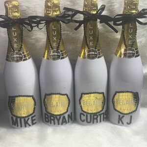 Luxe Personalized Champagne Bottles - Gold and White